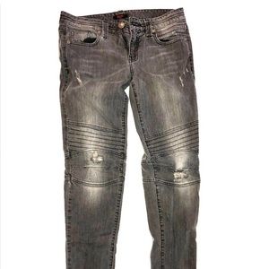 Vintage1 Dark Grey Distressed Moto Skinny Jeans 29